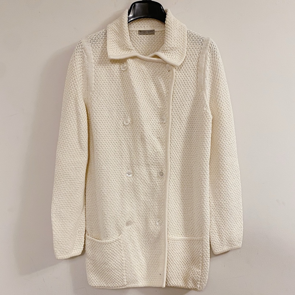 Bottega Veneta RTW Double Breasted Woven Knit Double Breasted Cardigan Sweater